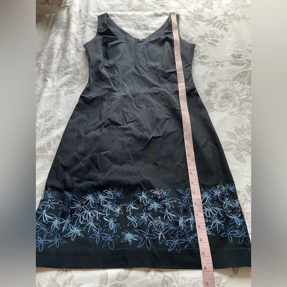 Express Y2K Blue Floral Embroidered Black Sheath Dress 2 Office Corpcore 90s‎